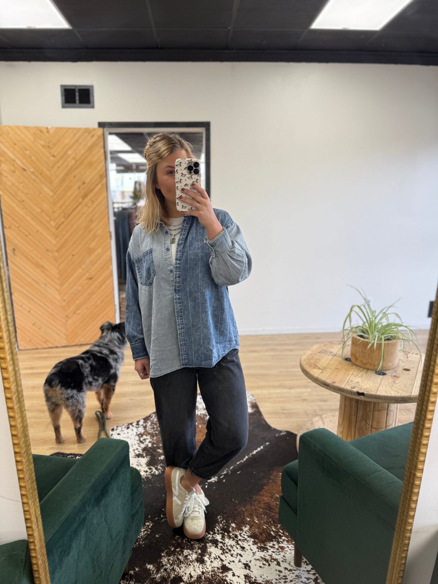 Pinstriped Two-Toned Button Down