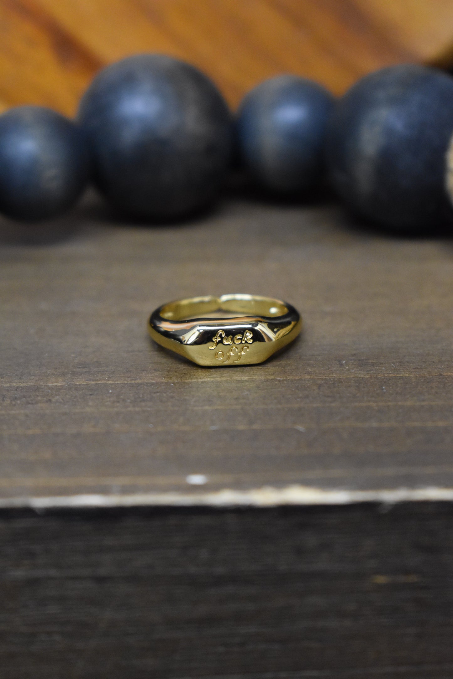 “F*ck Off”Gold Signet Ring
