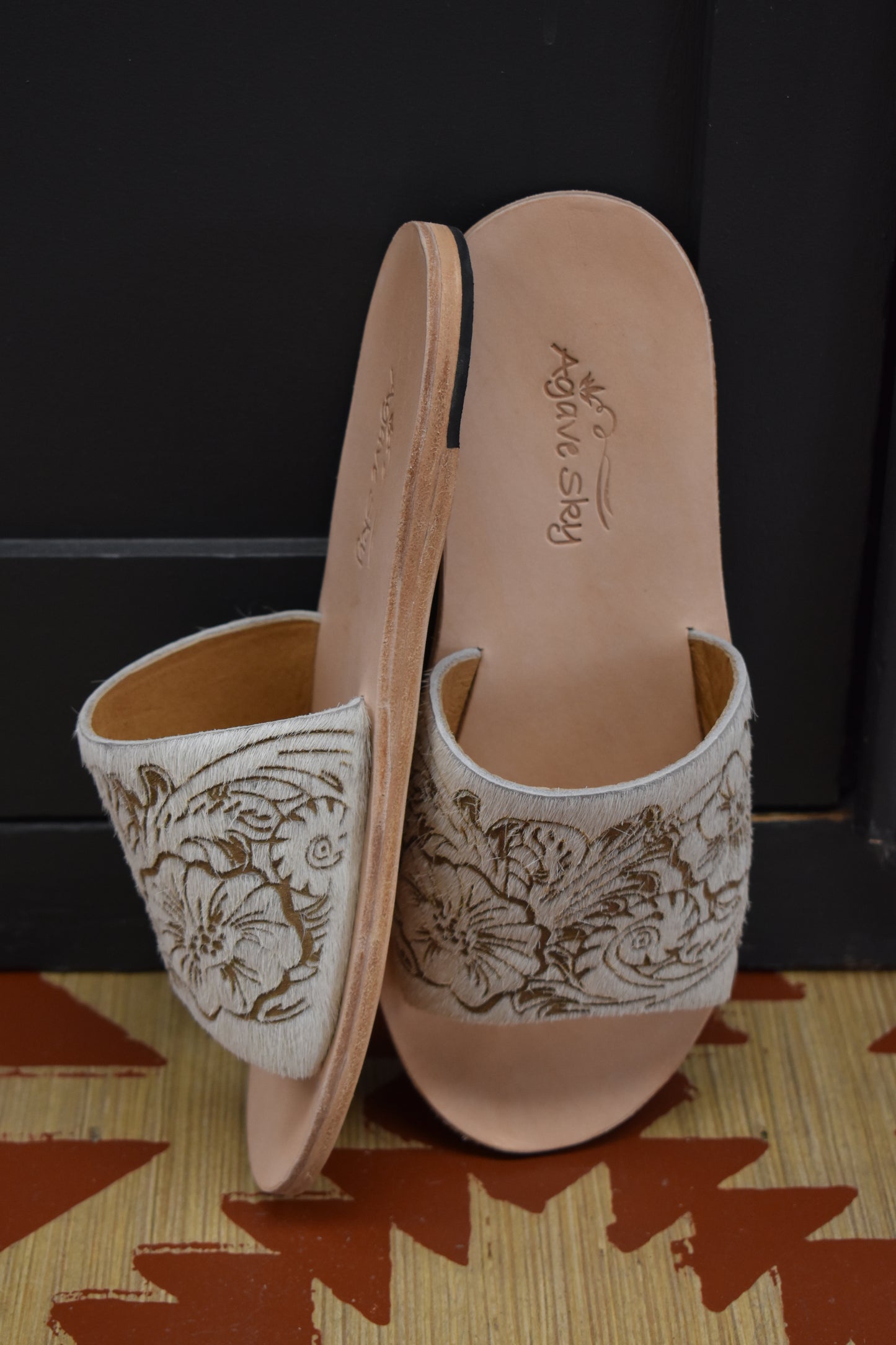 Floral Fire Cowhide Sandals