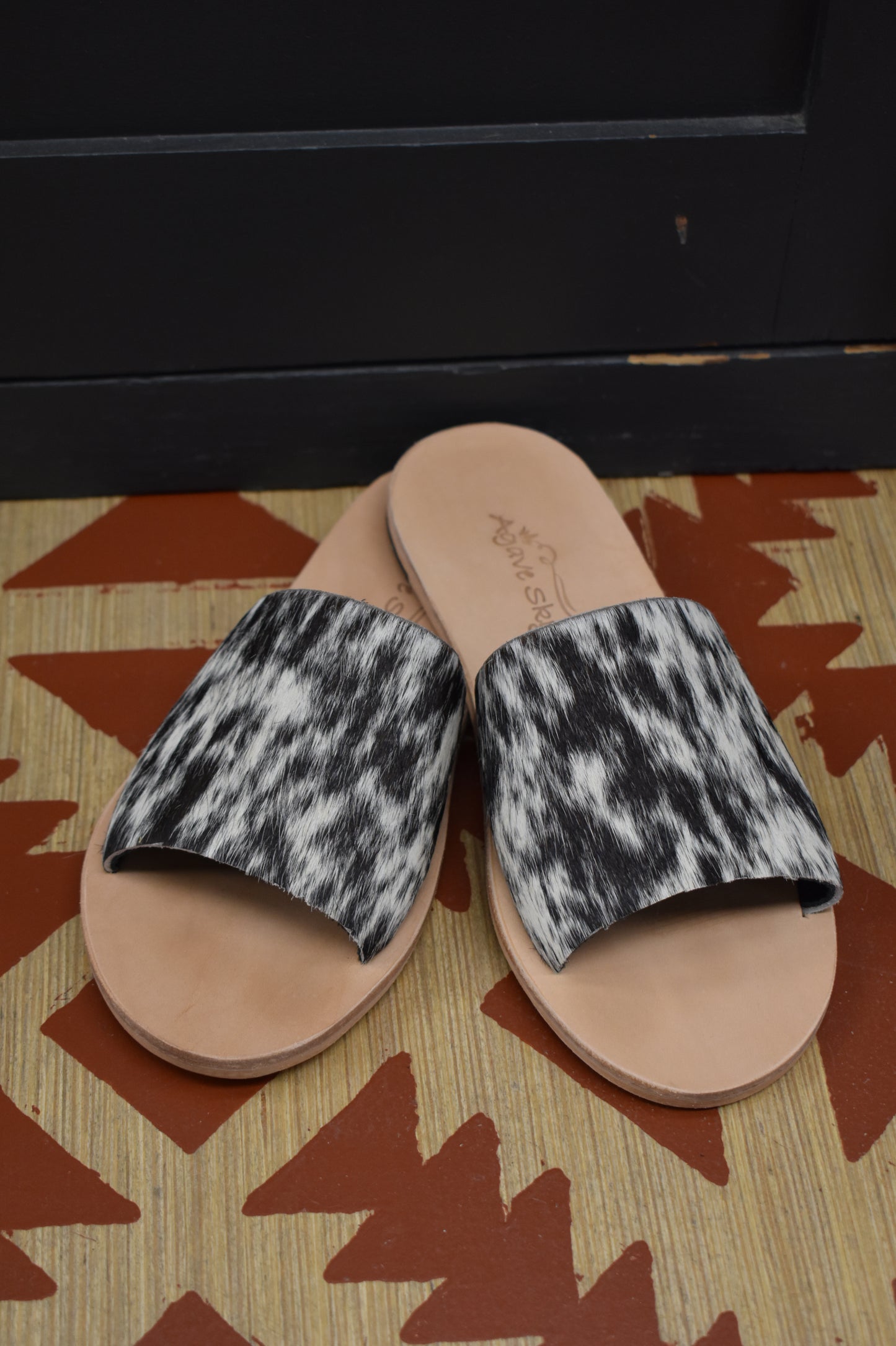 Salt & Pepper Cowhide Sandals