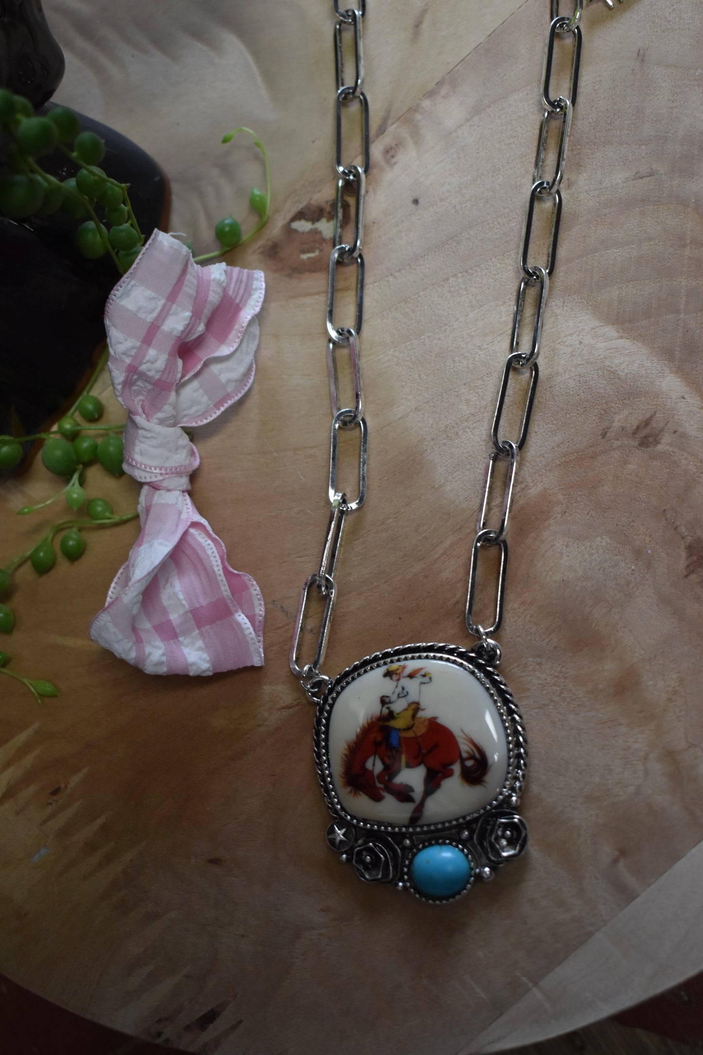 Chunky Bronc Pendant Necklace