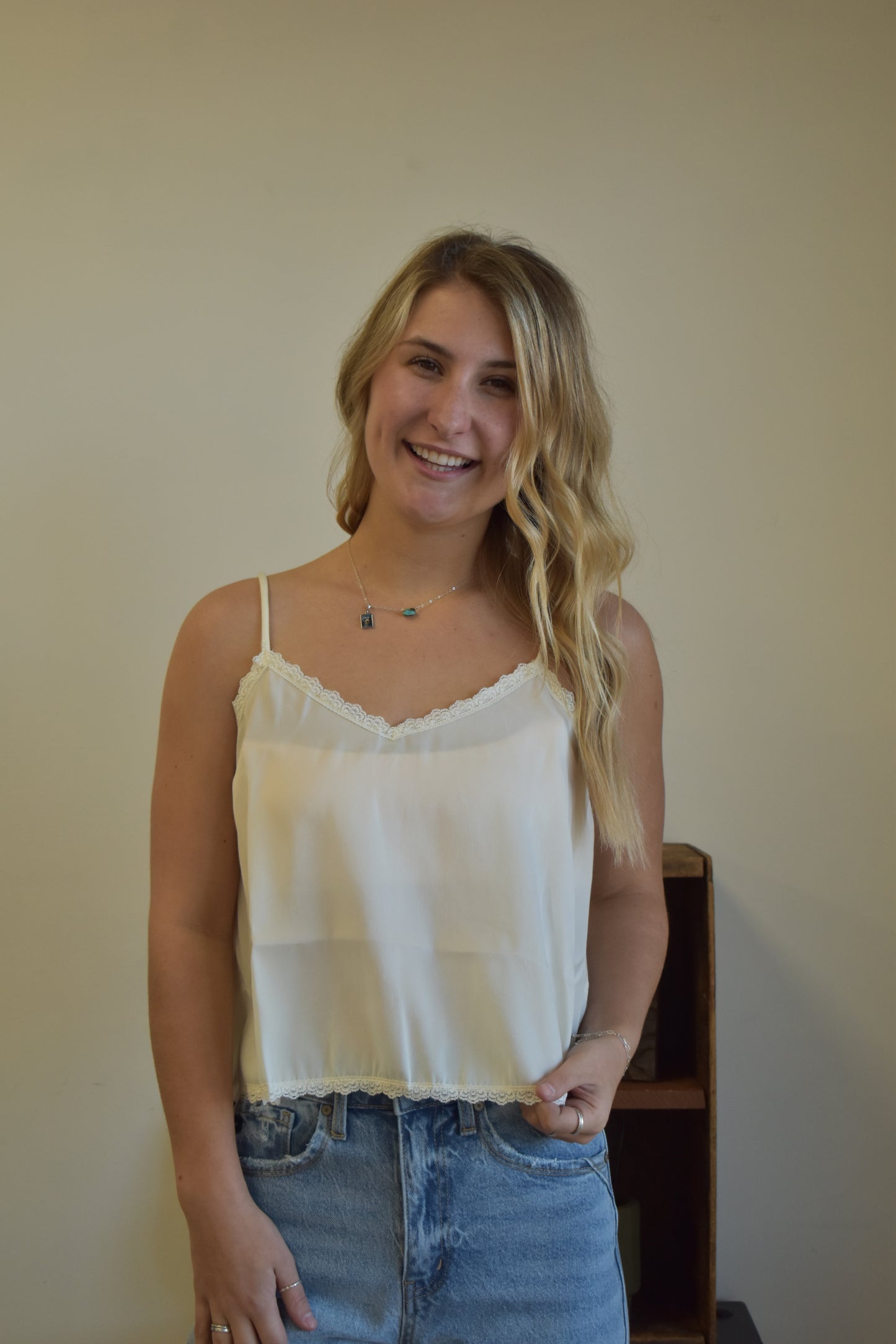 Ivory Lace Spaghetti Tank