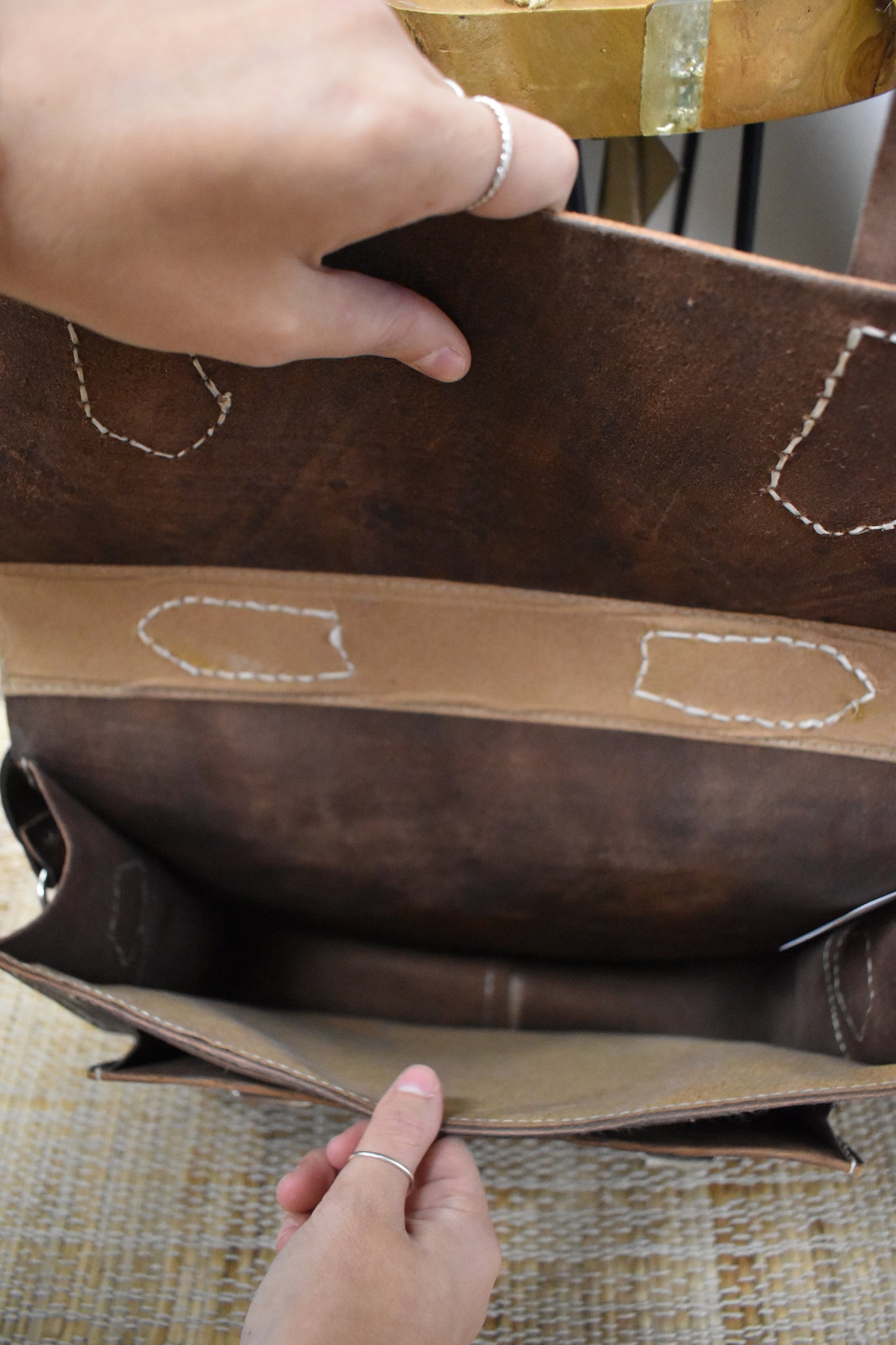 Tooled Leather Structured Briefcase