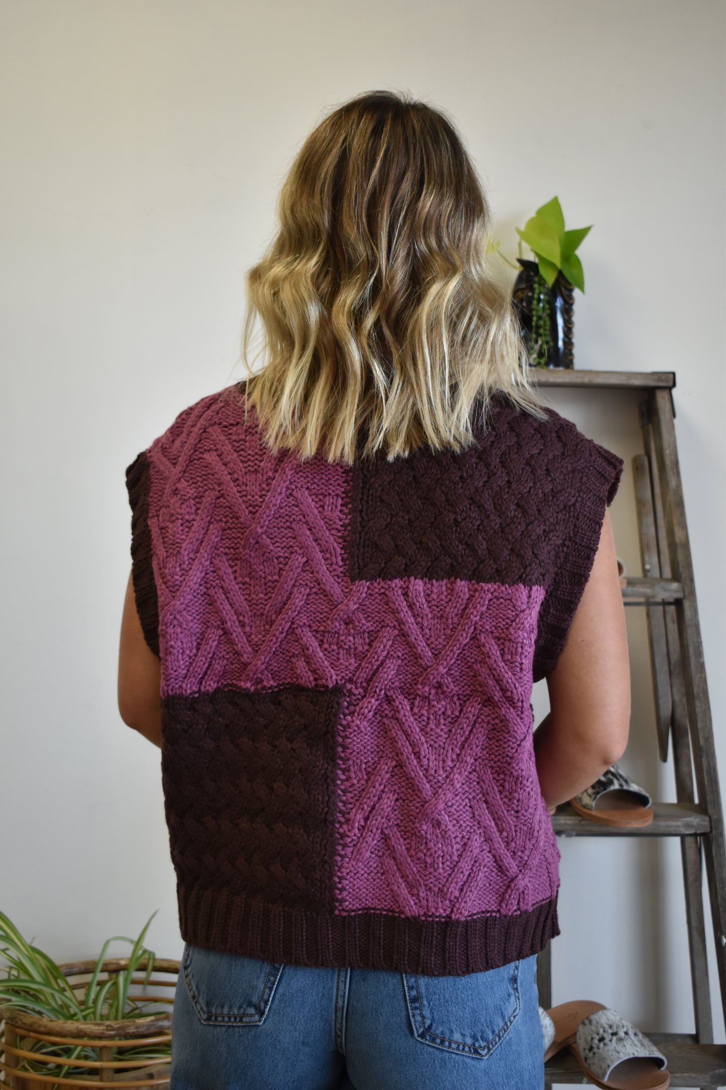 The Berry Color Block Sleeveless Sweater