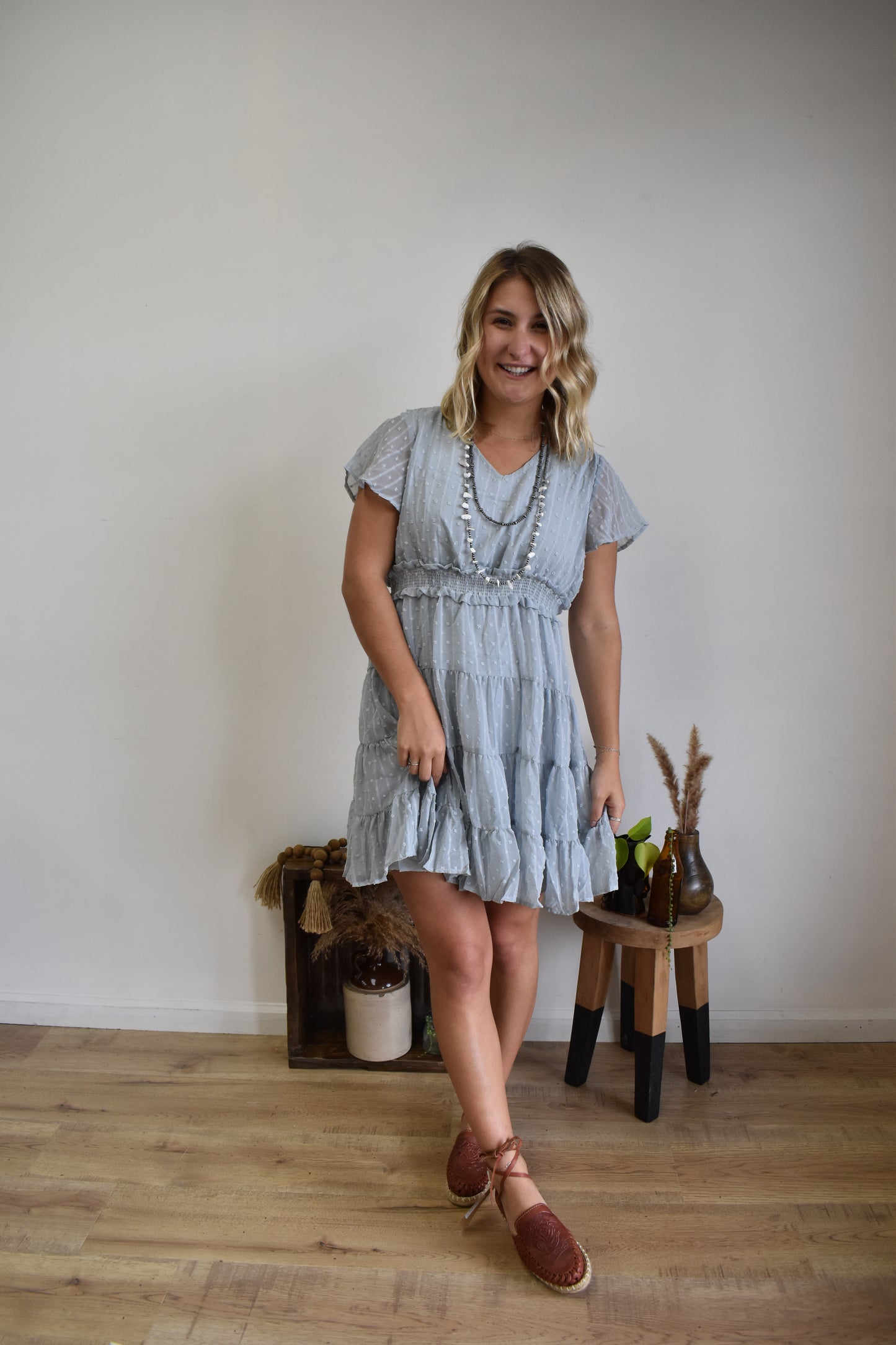Baby Blue Textured Dress