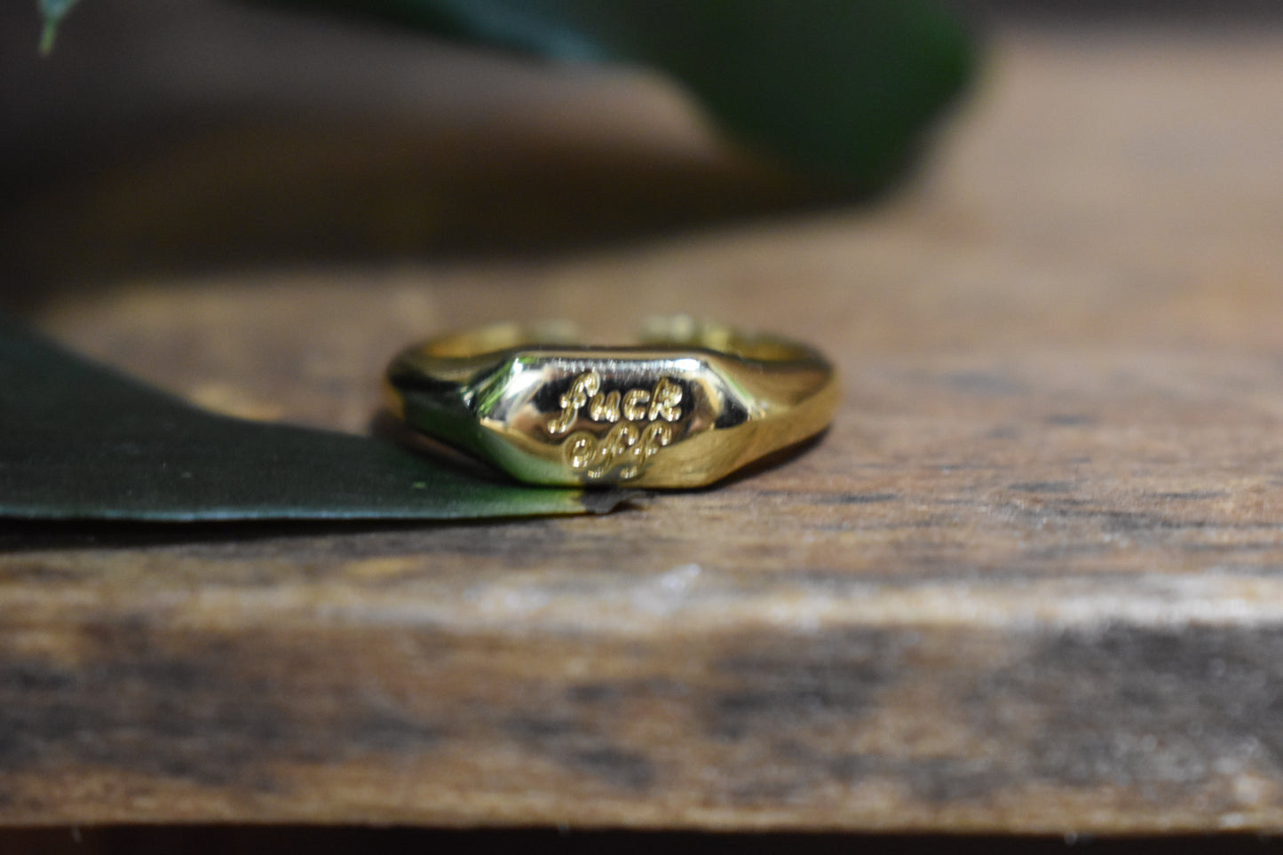 ‘ Fuck Off ‘ Engraved Signet Ring