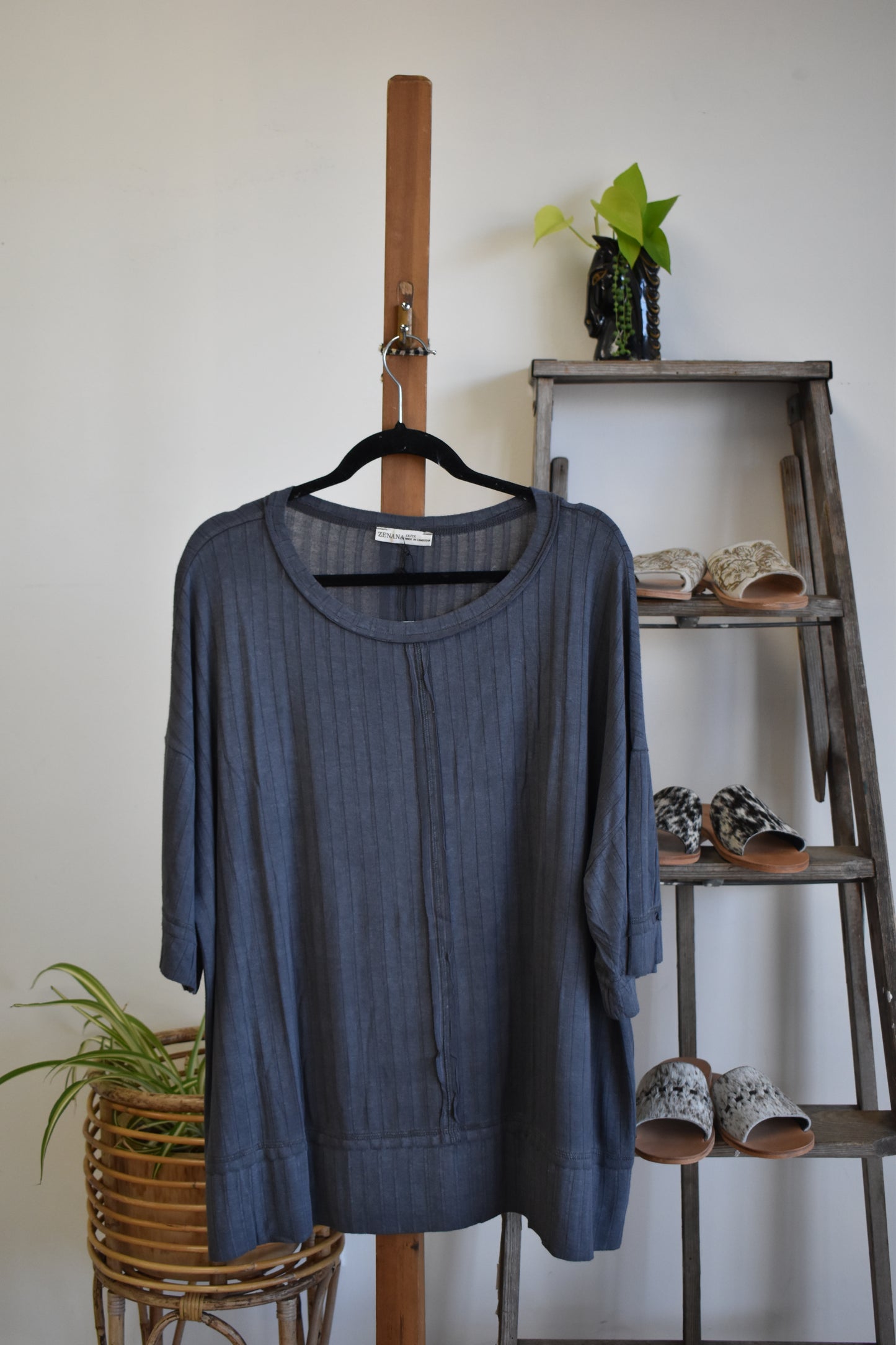 PLUS Charcoal Ribbed Short Sleeve