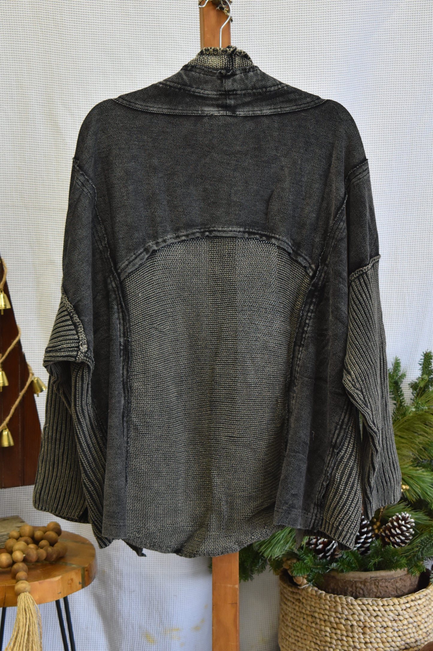 PLUS Black Contrast Washed Cardigan