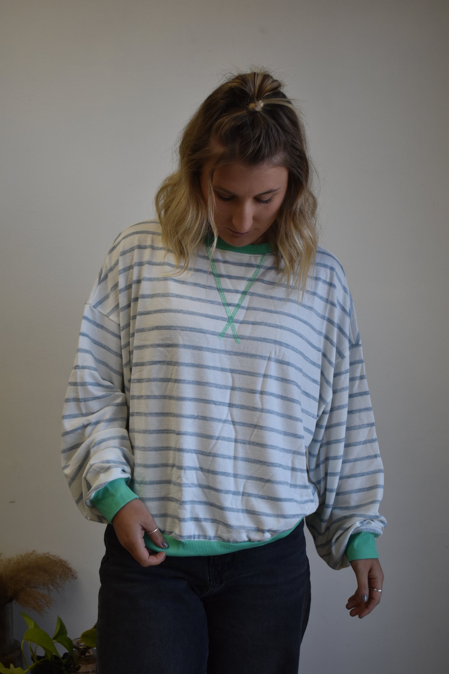 Green & Denim Striped Long Sleeve