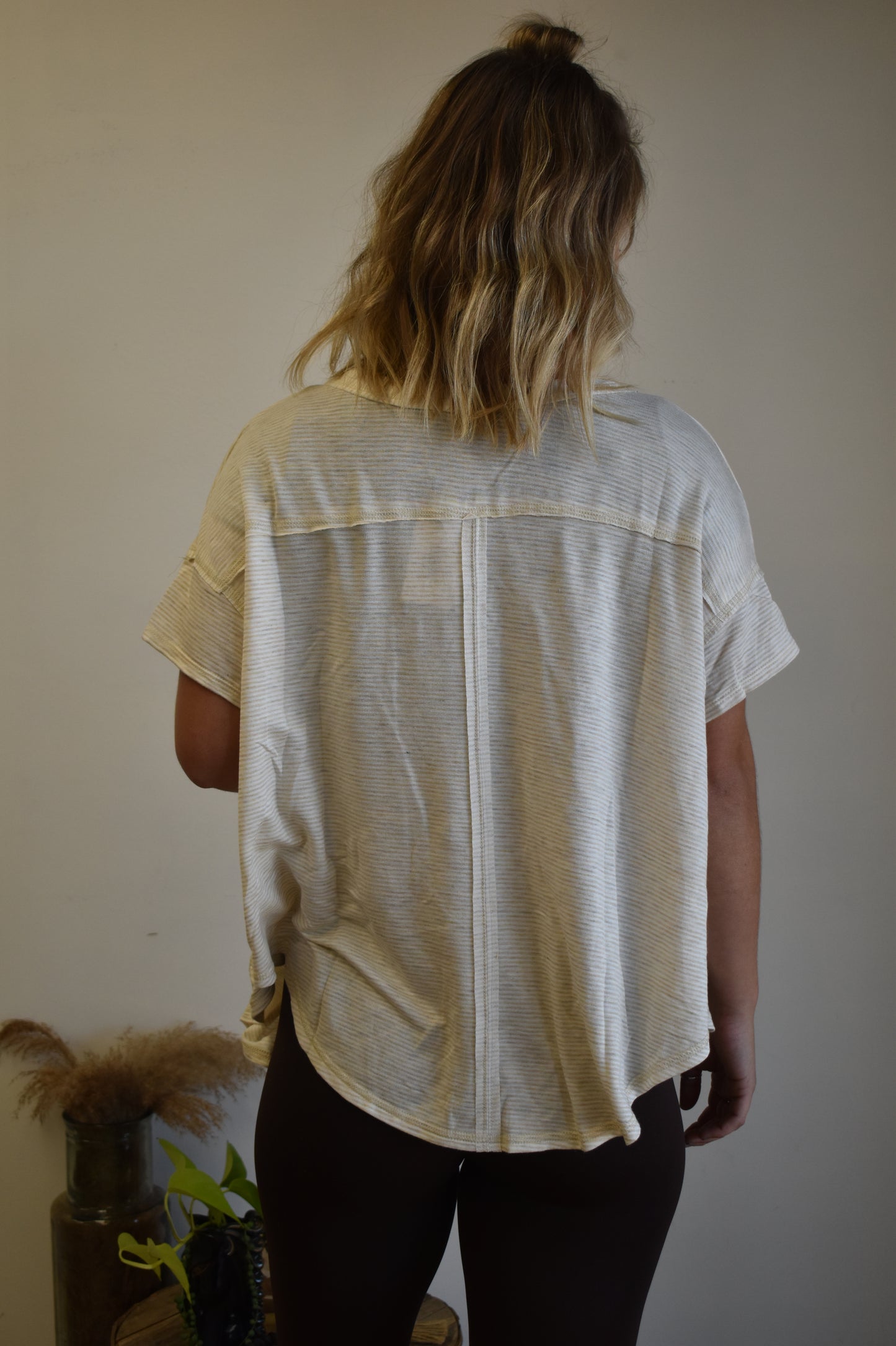 Oatmeal Striped High-Low Top