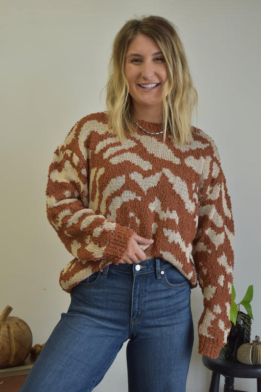 Rust Colorblock Sweater