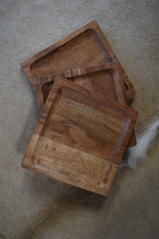 Flate Square Wooden Trinket Tray