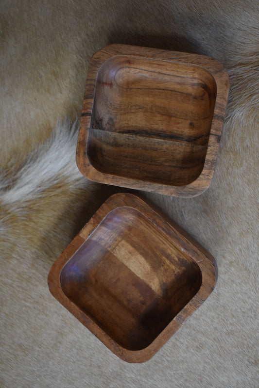 Square Wooden Trinket Bowl