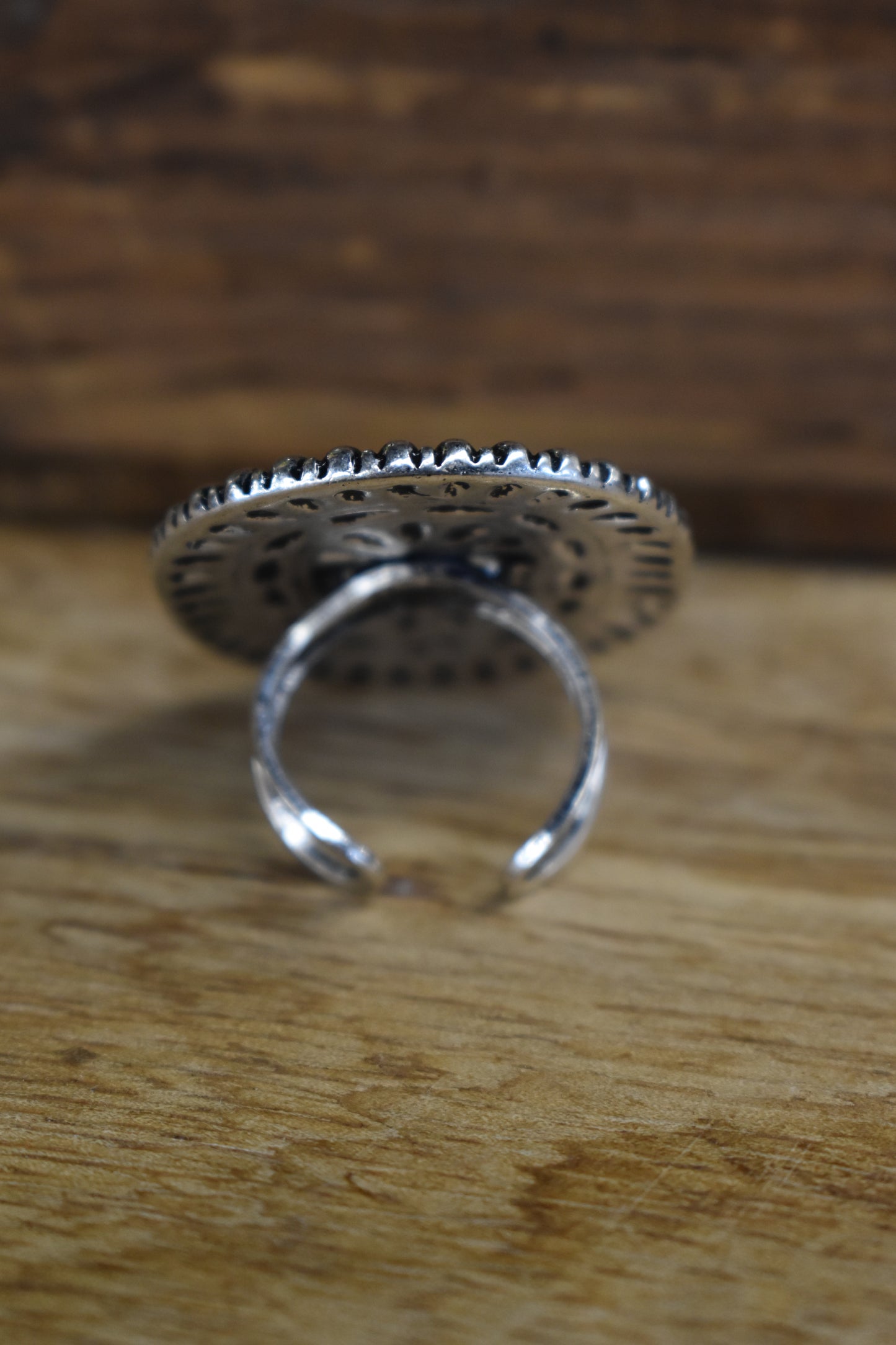 Silver Oval Concho Cuff Ring