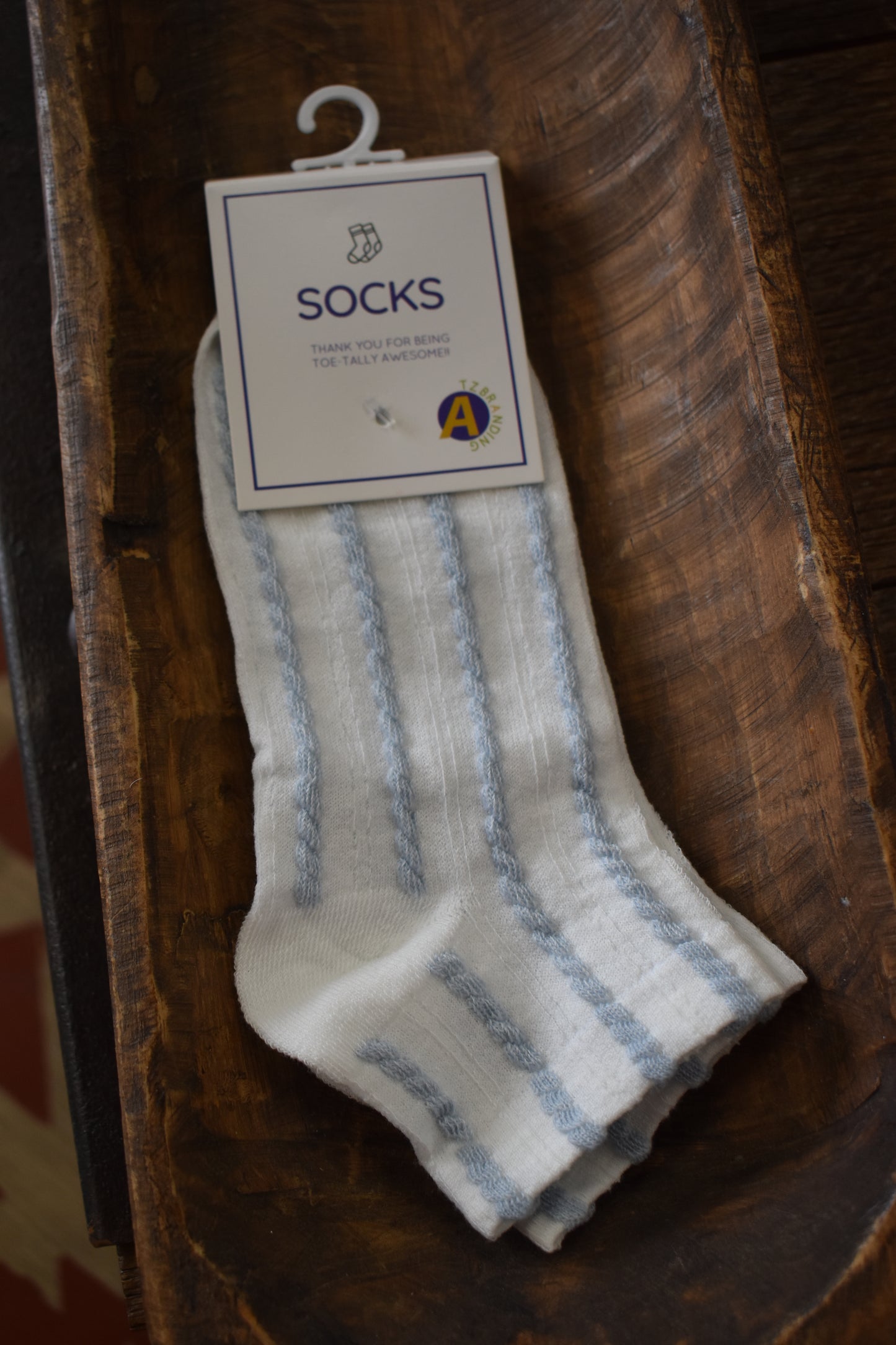 Denim Blue & White Crew Sock