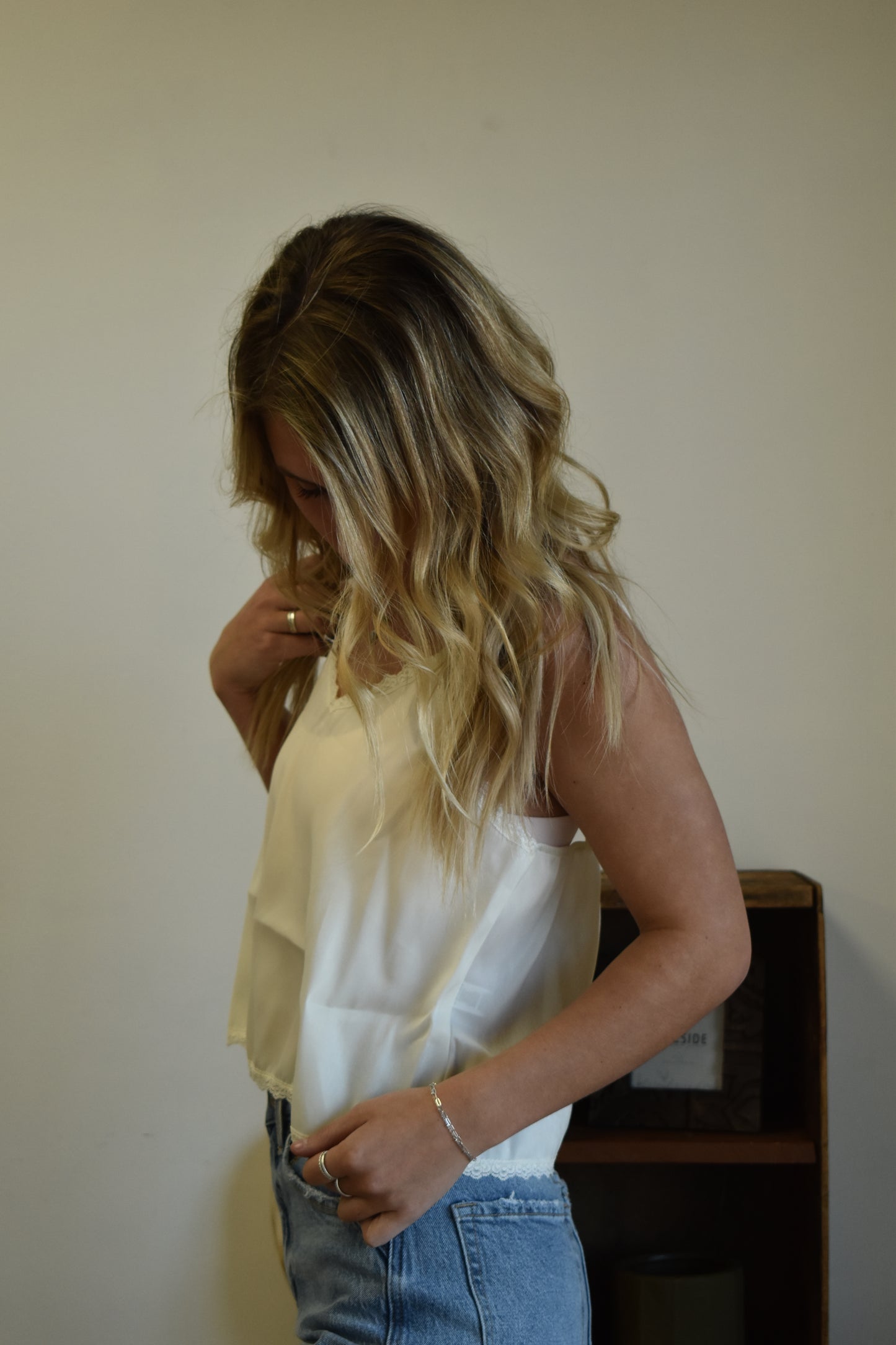 Ivory Lace Spaghetti Tank