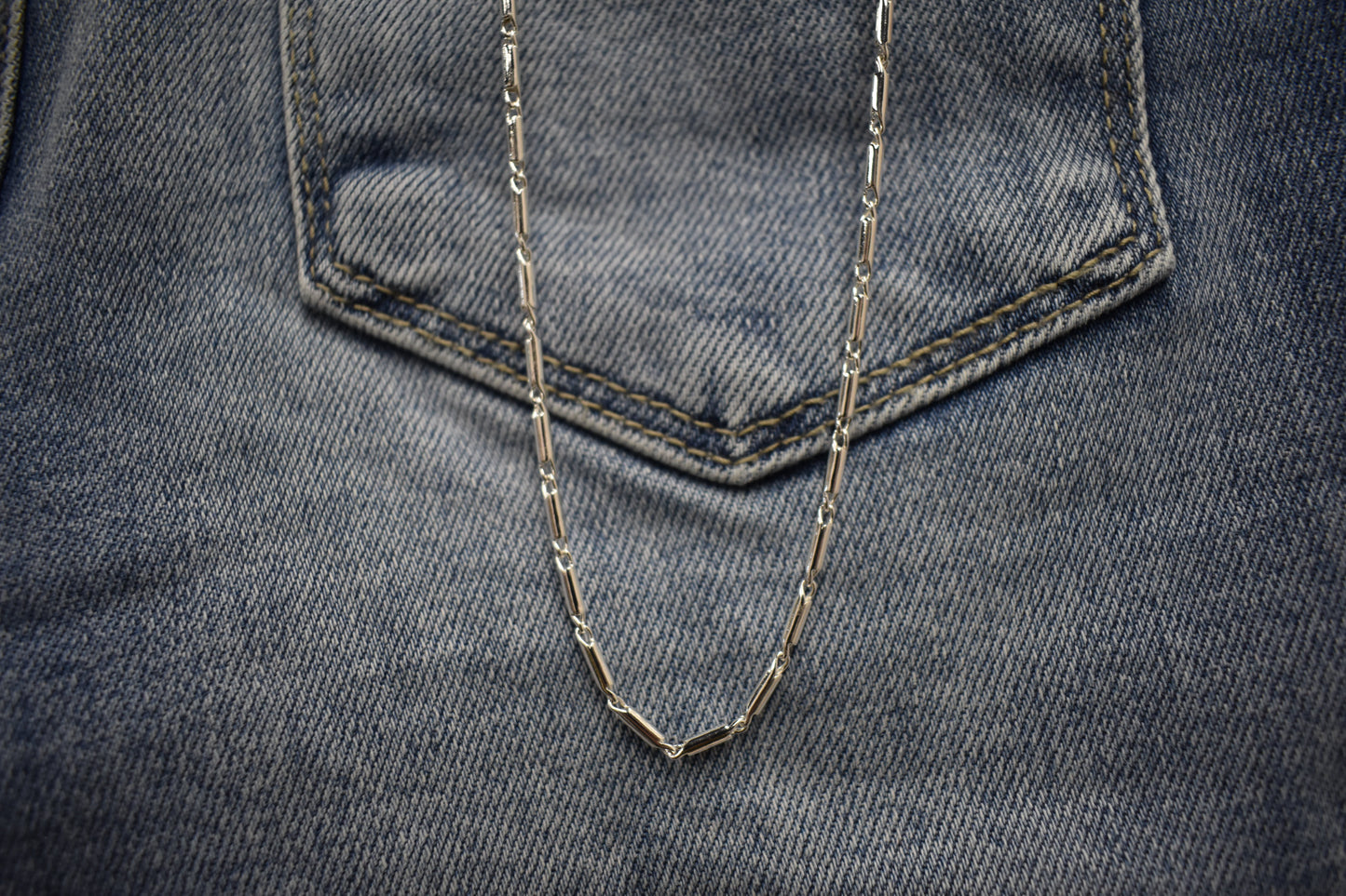 Silver Dainty Bar Link Chain Necklace
