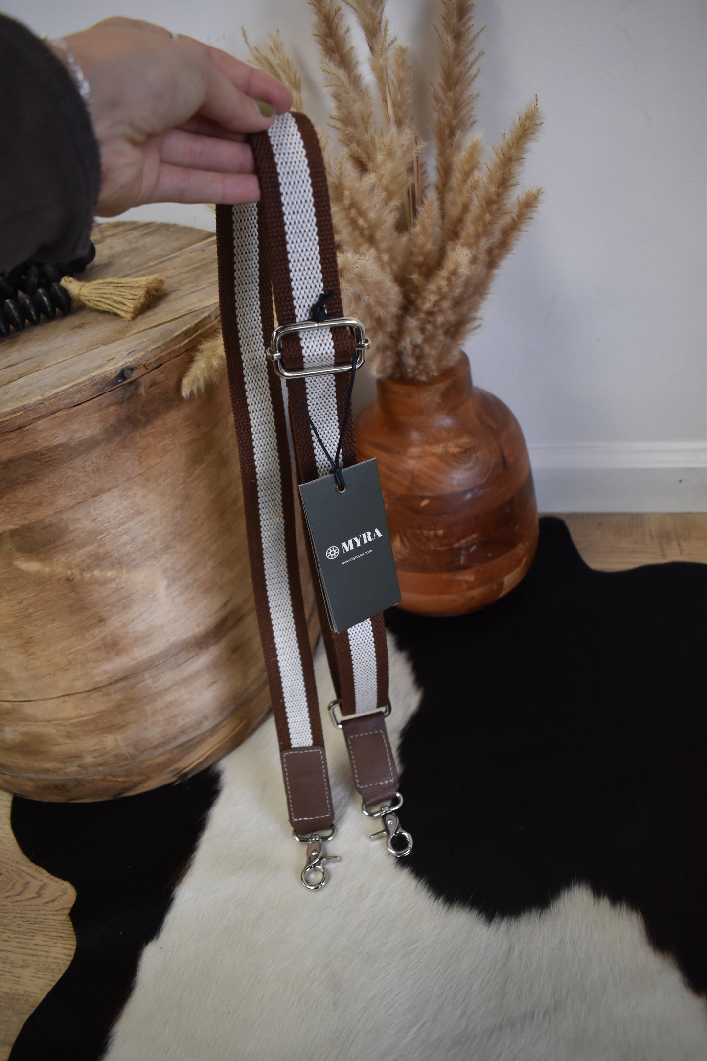 Brown & White Bag Strap
