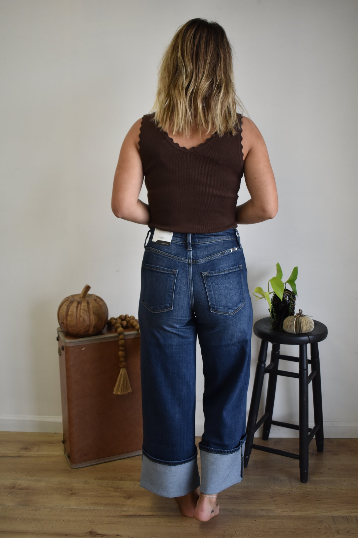 Dark Wash High Rise Trouser