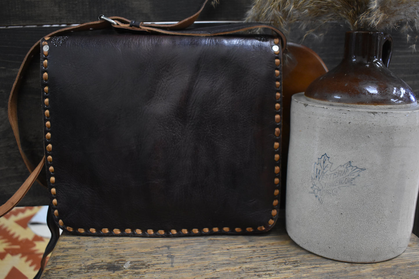 Tooled & Stitched Leather Crossbody