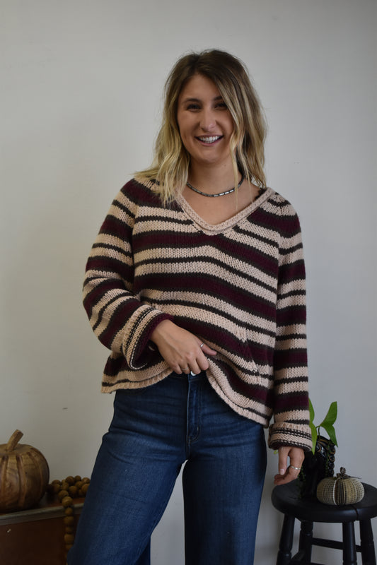 Burgundy Knit Kangaroo Sweater