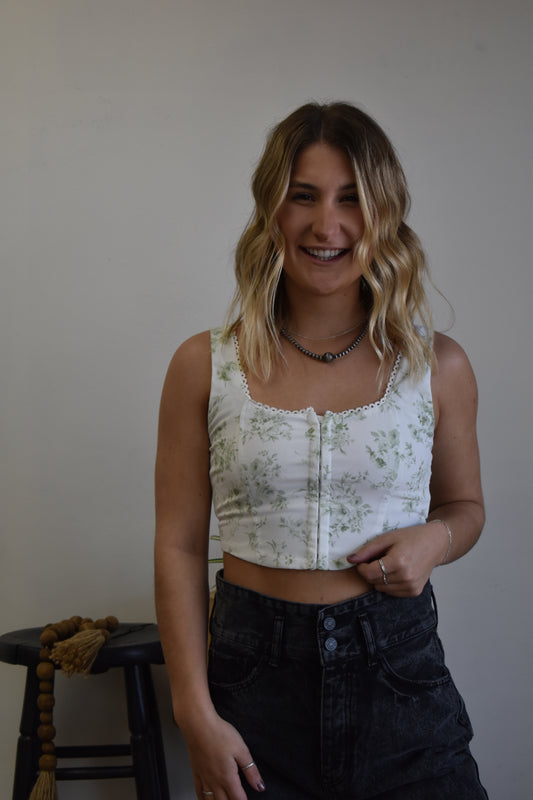 Vintage Style Sage Corset Tank