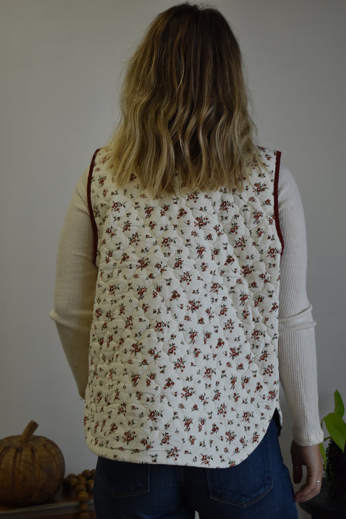 Cherry Floral Quilted Vest
