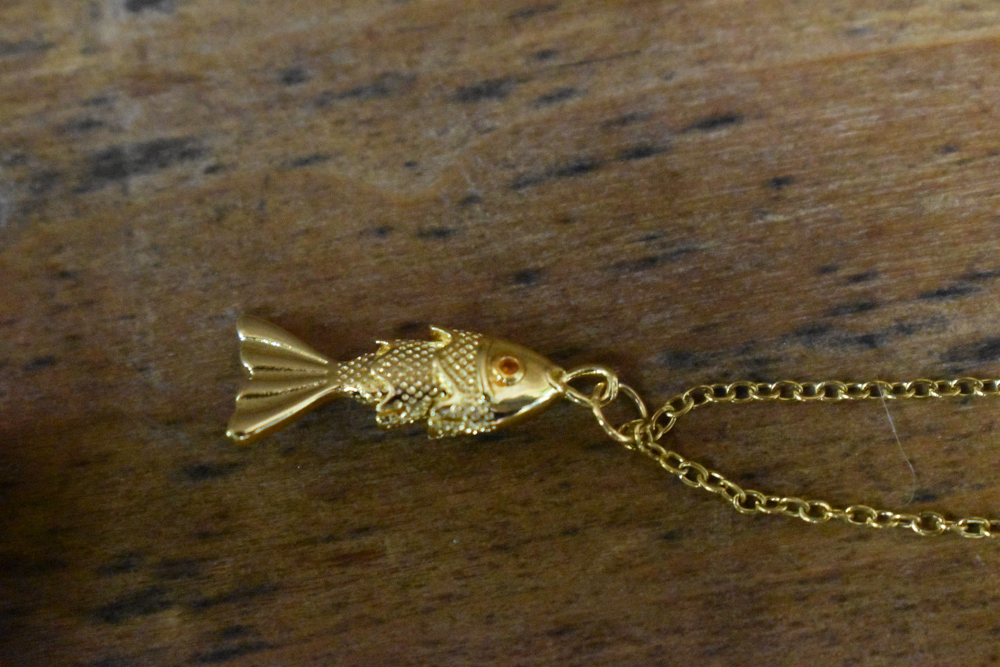 Gold Fish Charm Necklace