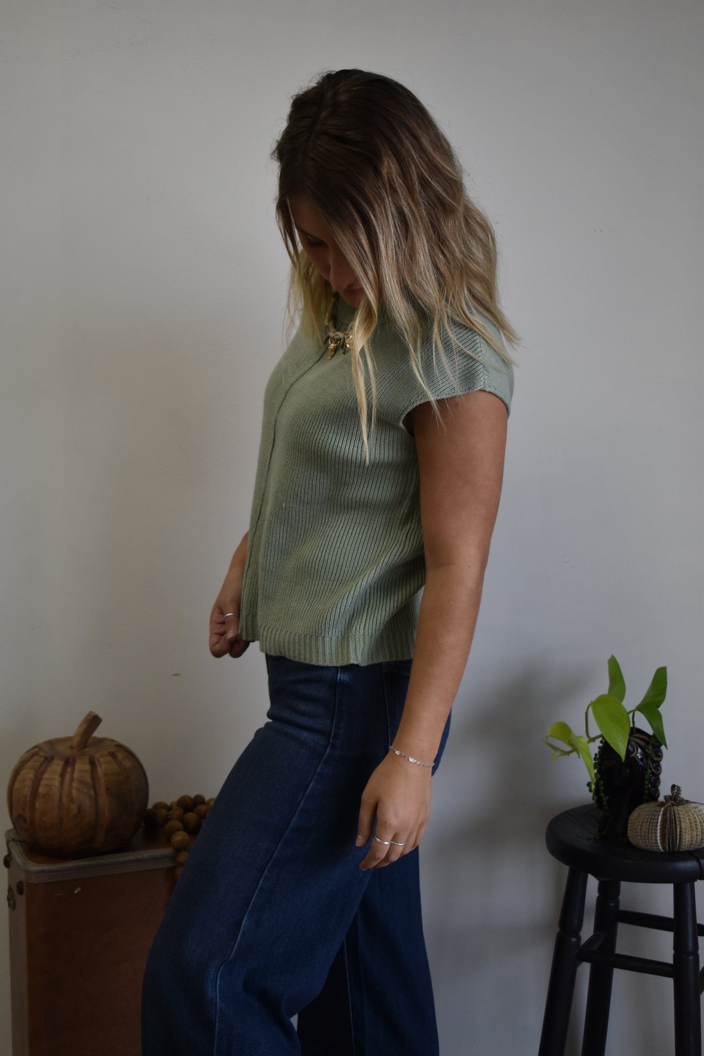 Light Sage Mock Neck Sweater