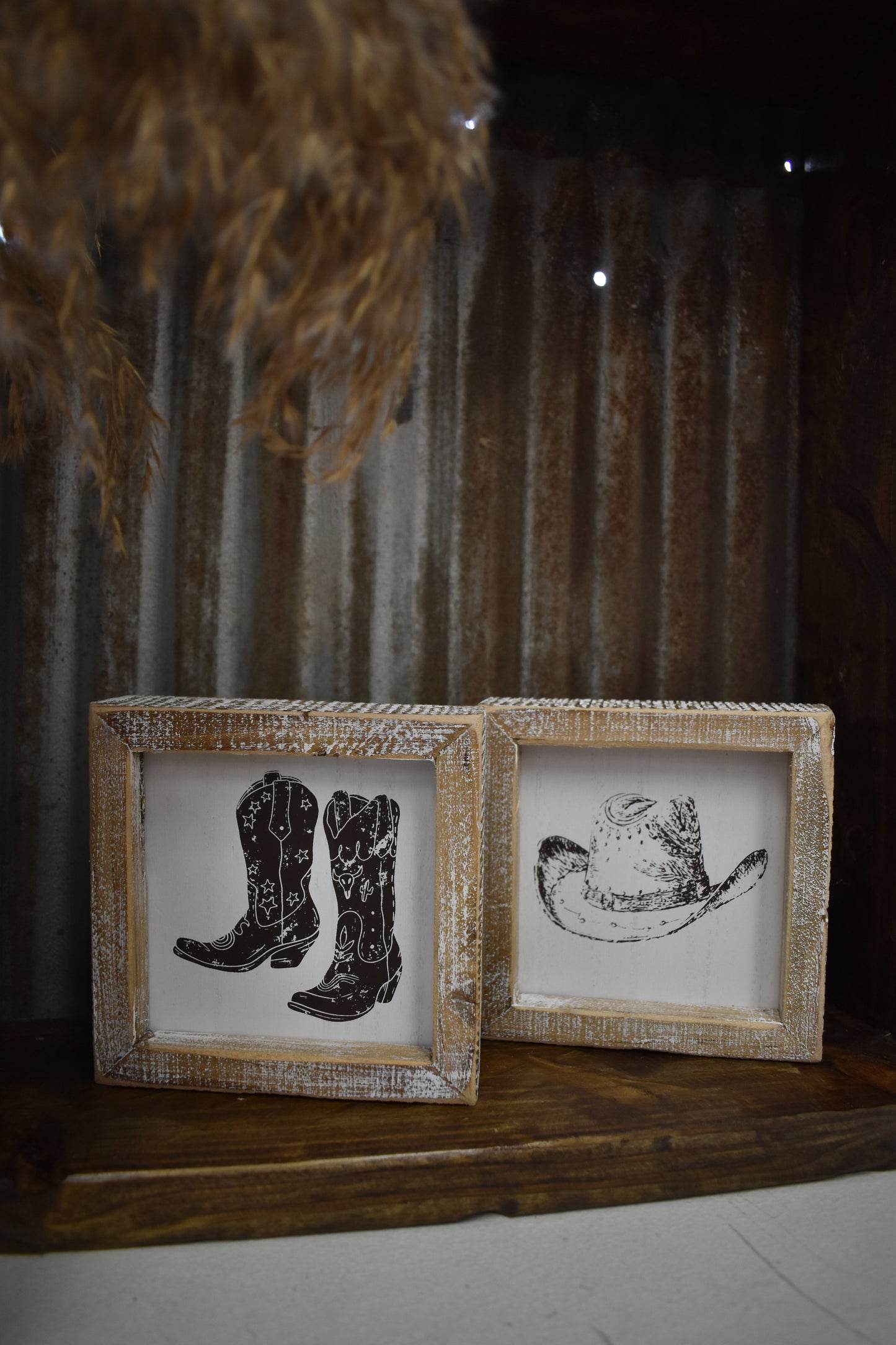 Boot & Cowboy Hat Shelf Decor