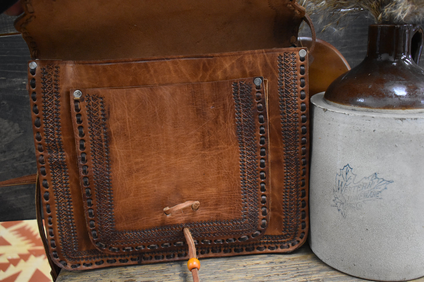 Tooled & Stitched Leather Crossbody