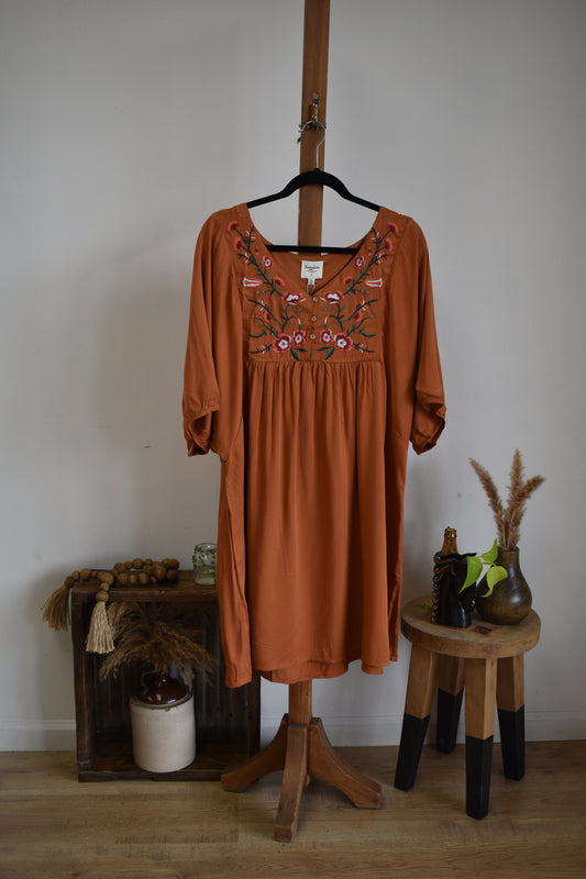 PLUS Floral Burnt Orange Dress
