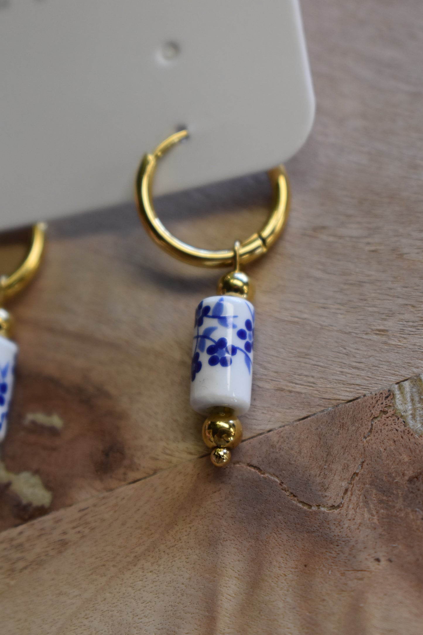 Blue & White Porcelain Huugie Earrings