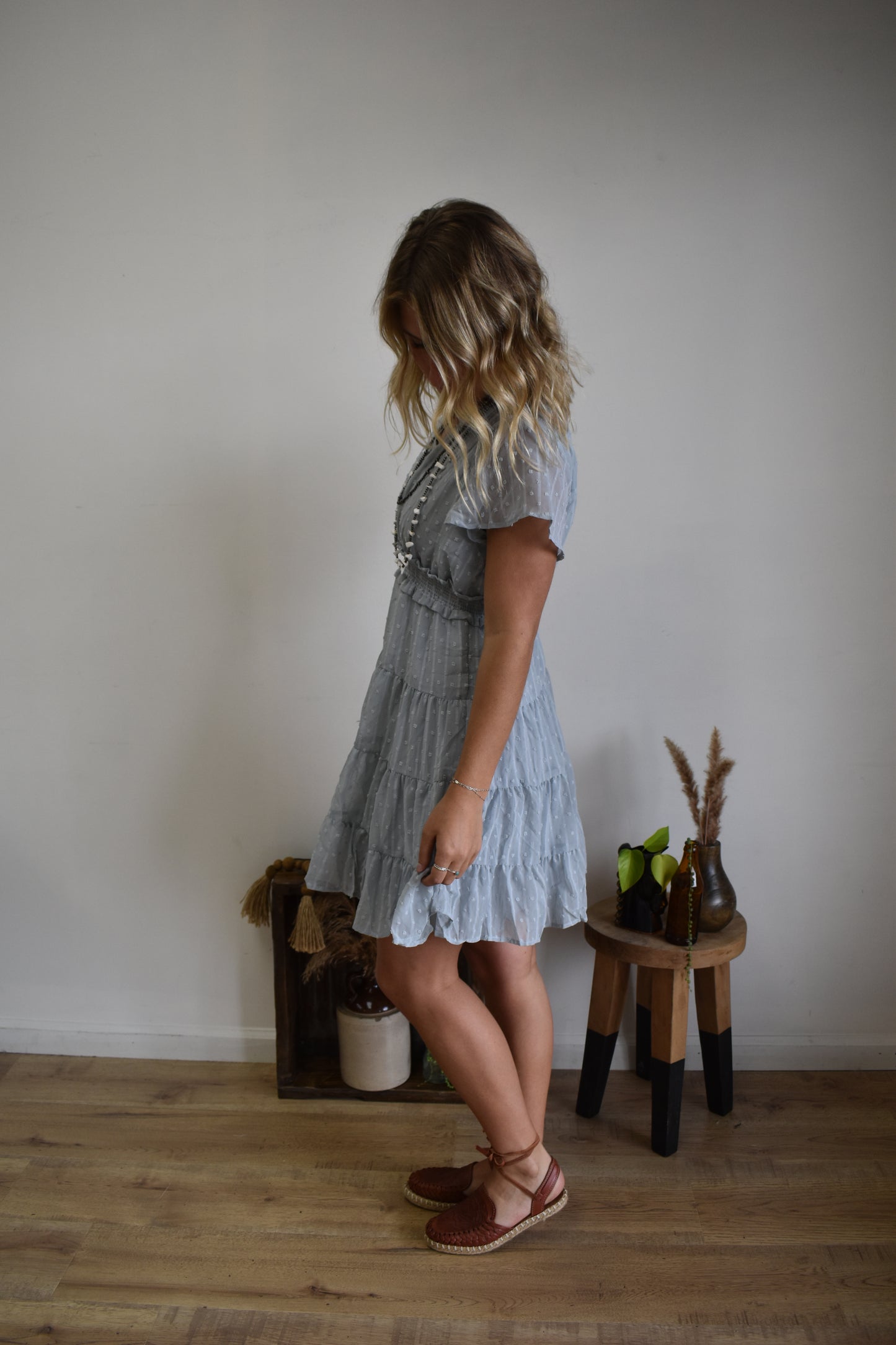 Baby Blue Textured Dress