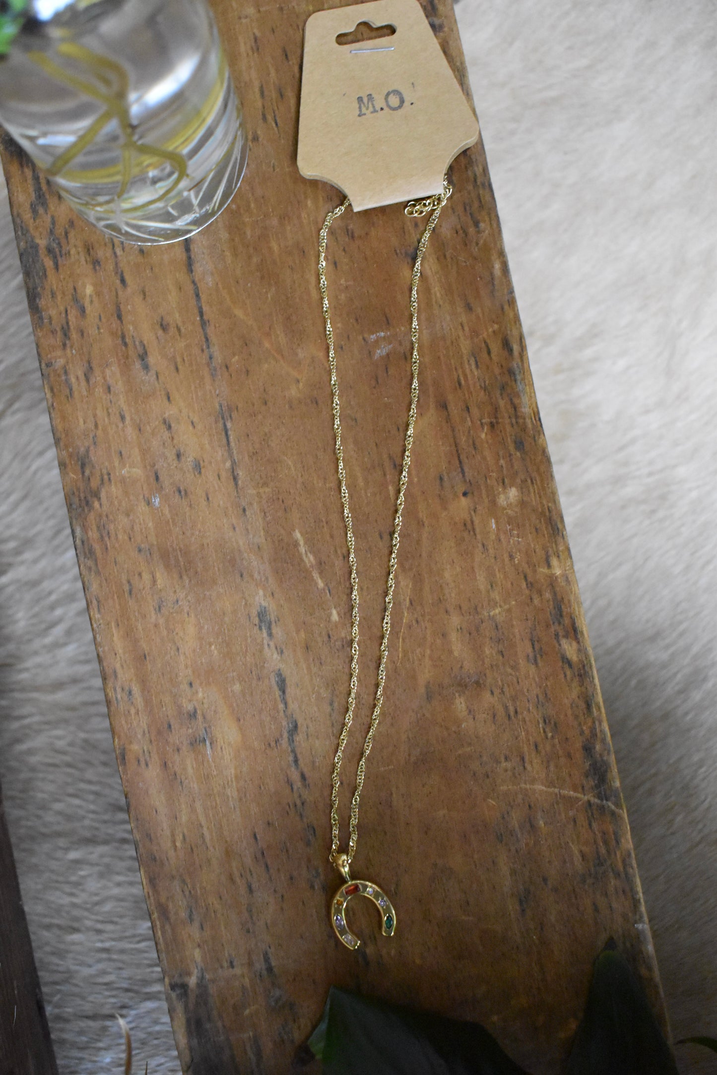 Gold Horseshoe Charm Necklace