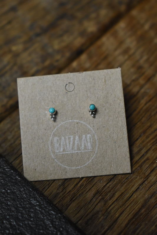 Sterling Silver Ball + Turqoise Studs