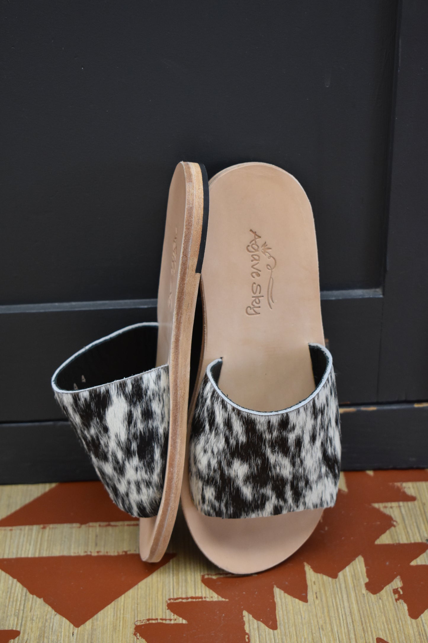 Salt & Pepper Cowhide Sandals