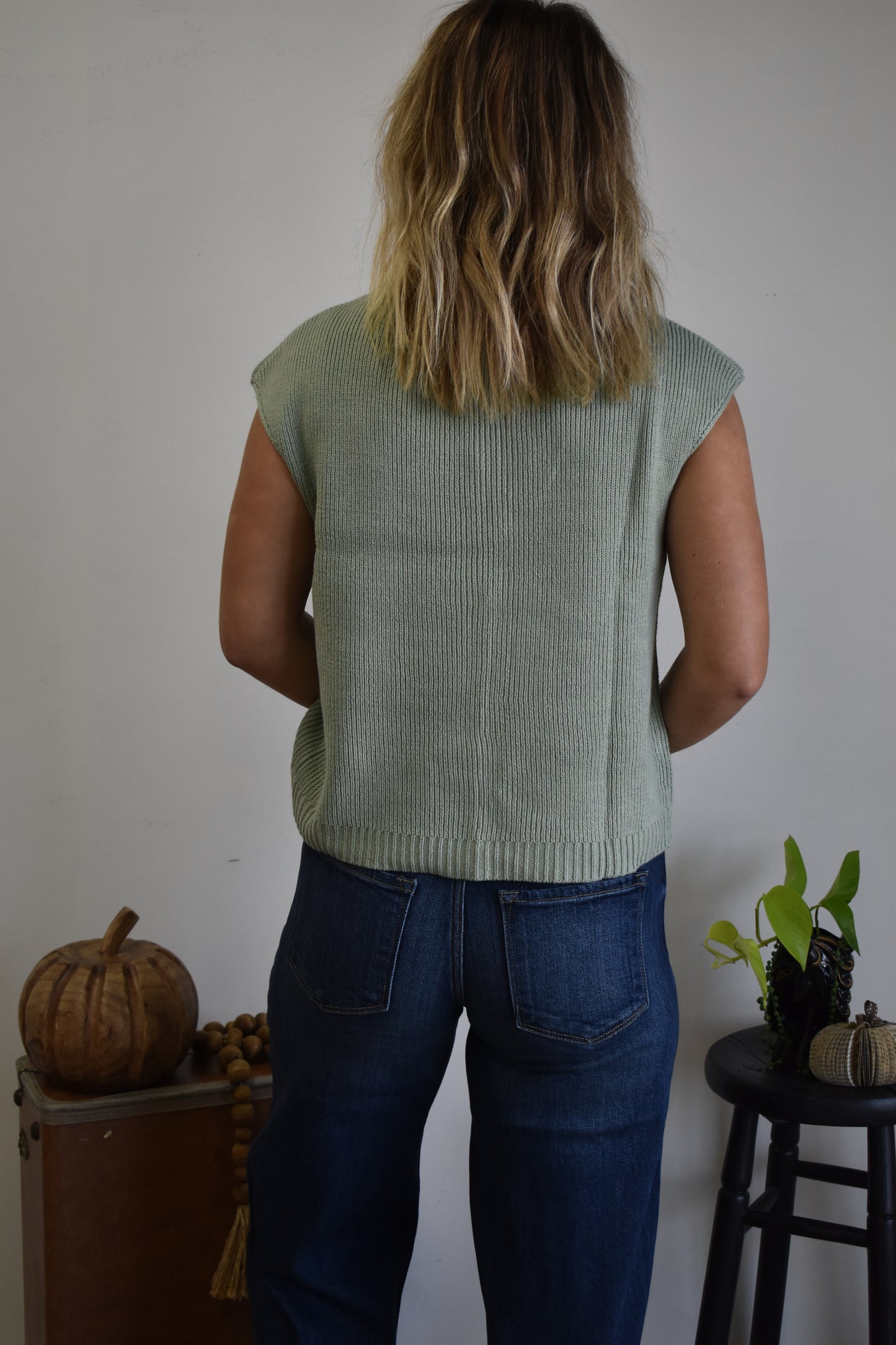 Light Sage Mock Neck Sweater