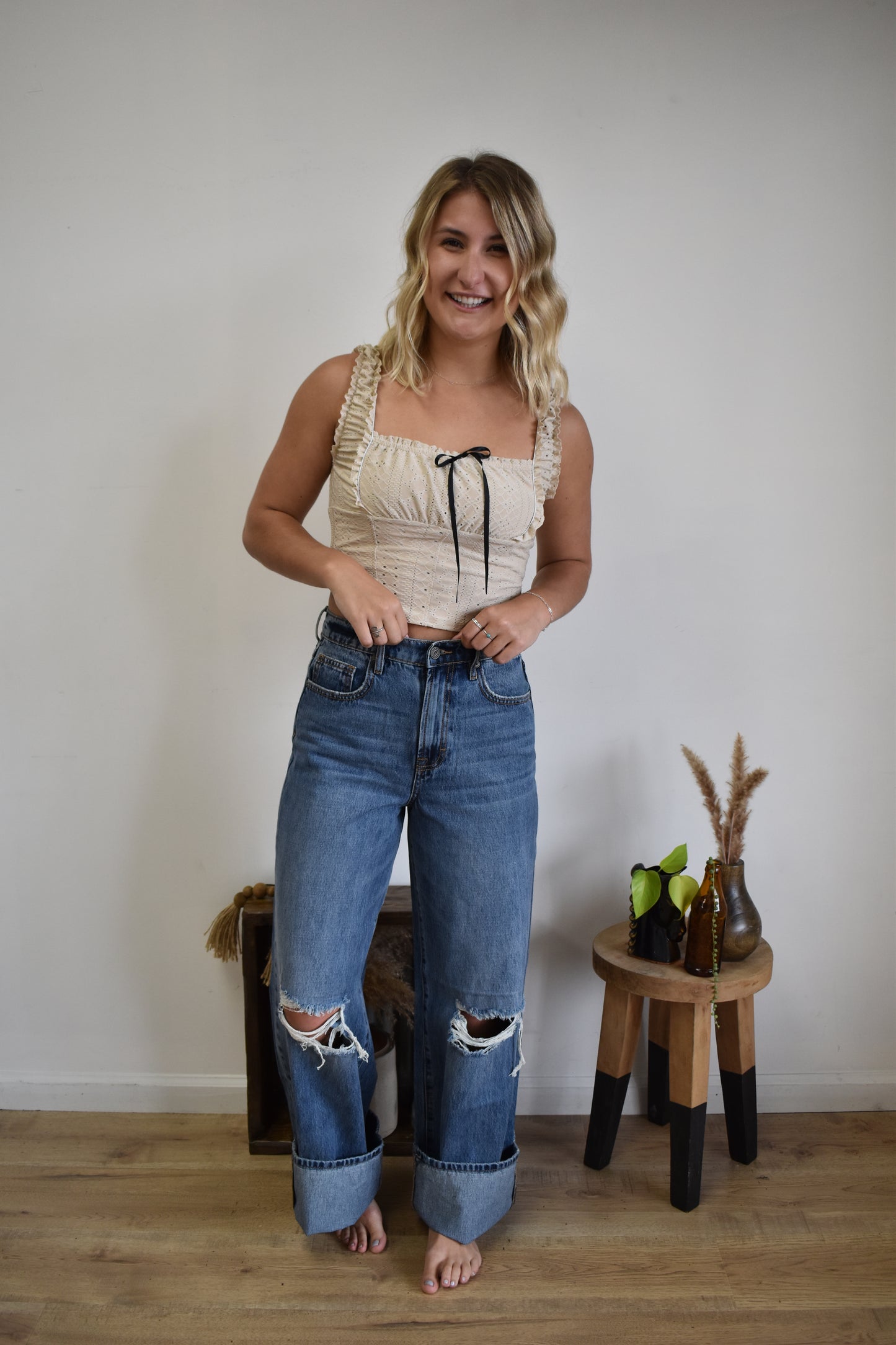 Vintage Wash Distressed Trousers