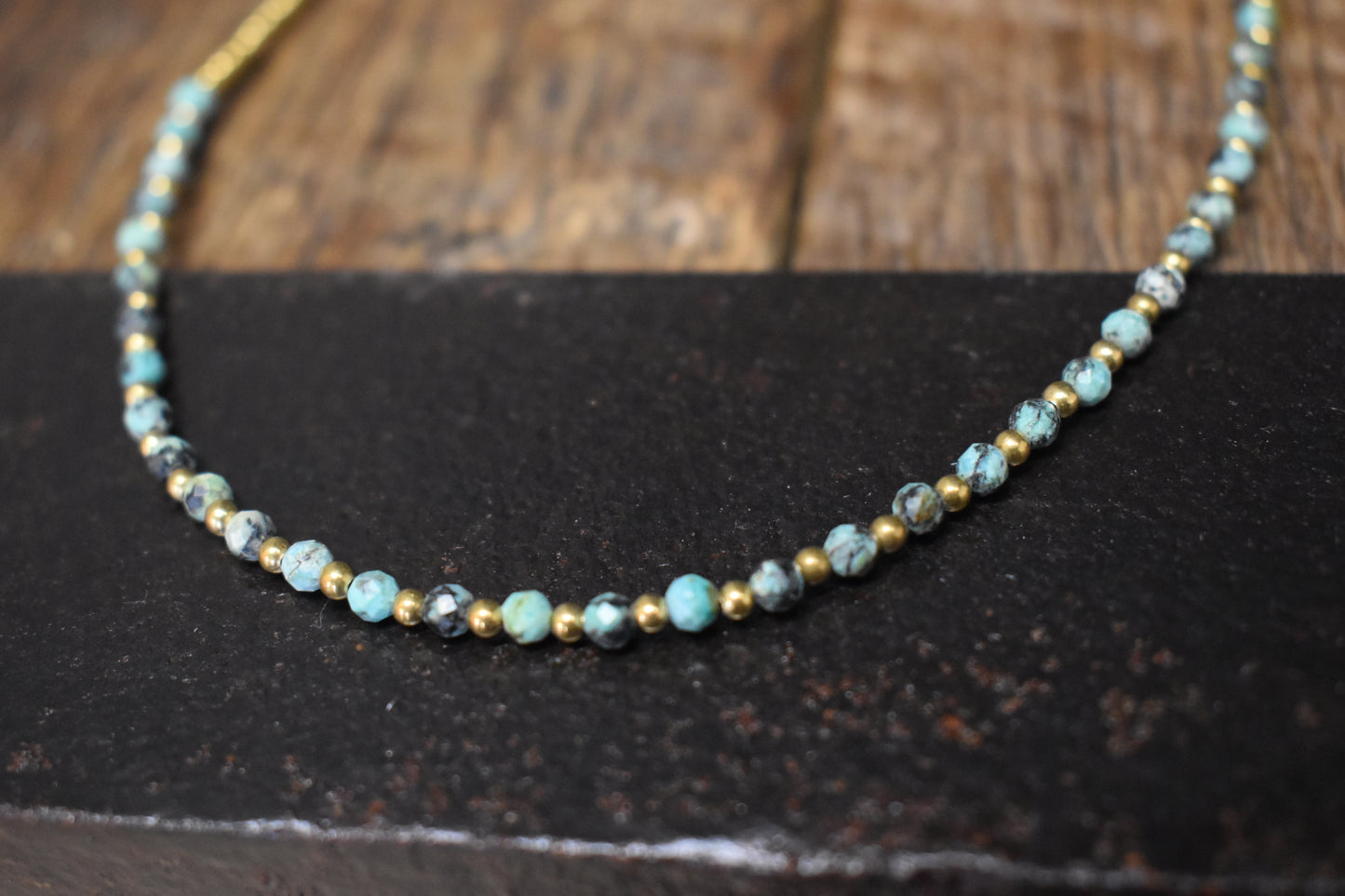 Stone & Gold Beaded Necklace