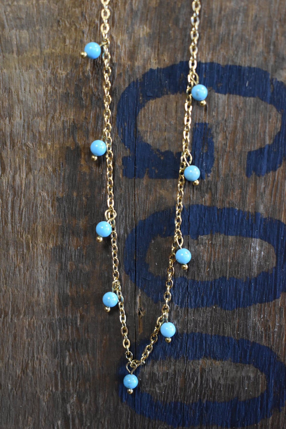 Gold Turquoise Dangle Necklace