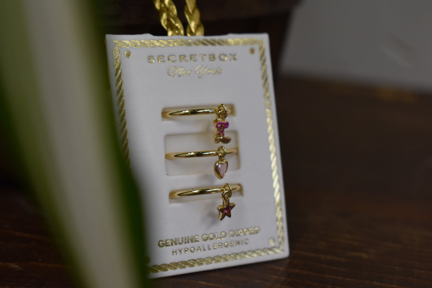 Gold Dipped 3Pc Dangle Ring Set