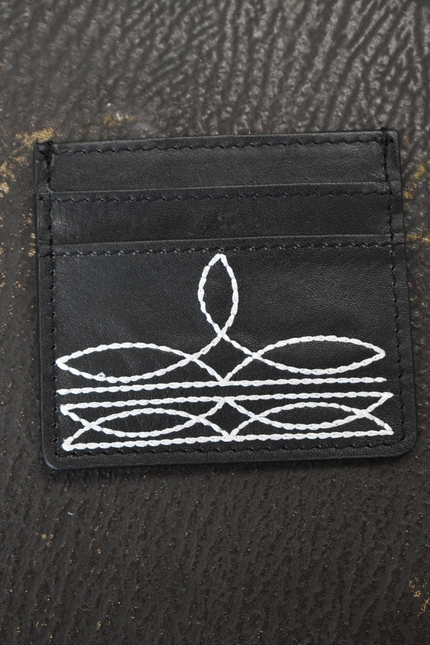 Boot Stitch Black Leather Card Holder
