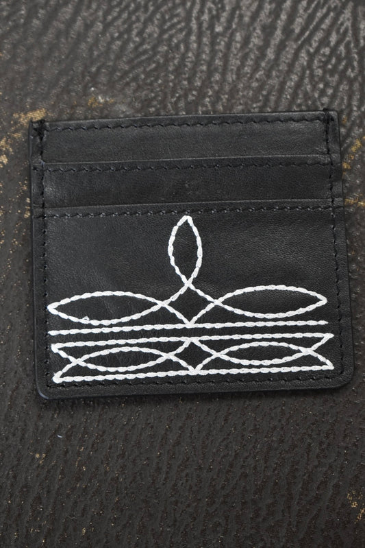 Boot Stitch Black Leather Card Holder