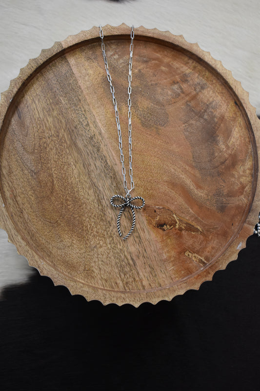 Corded Wire Bow Necklace