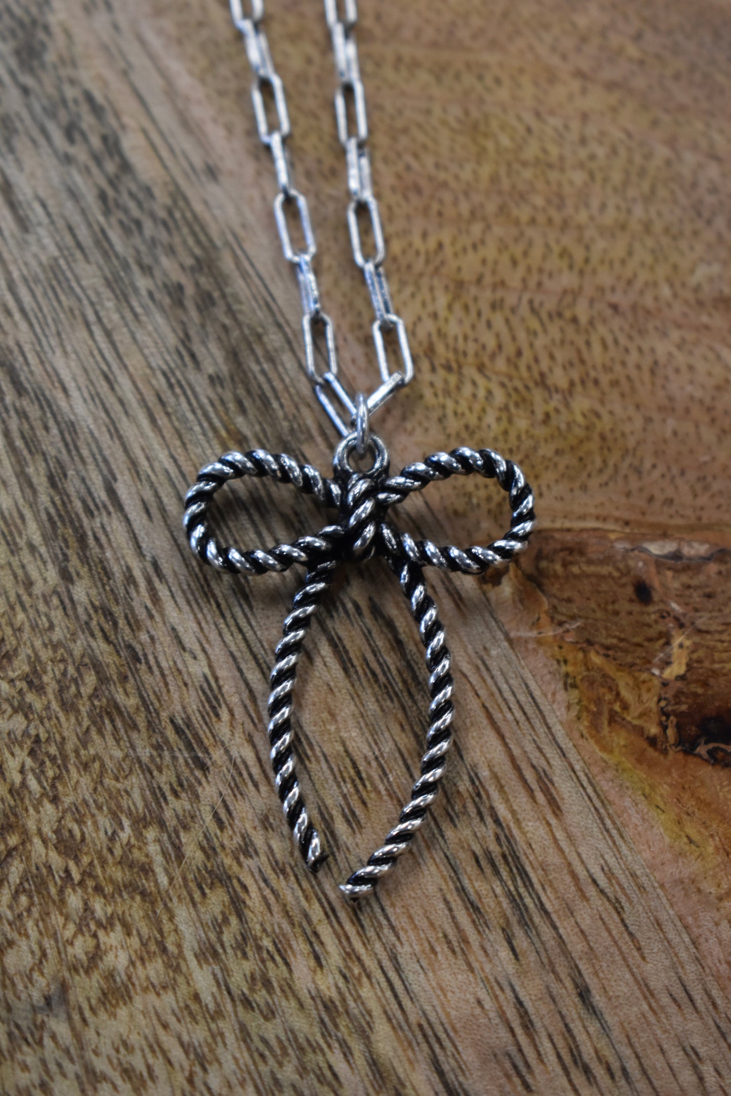 Corded Wire Bow Necklace