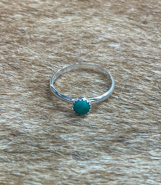 Dainty Genuine Turquoise & Sterling Silver Ring