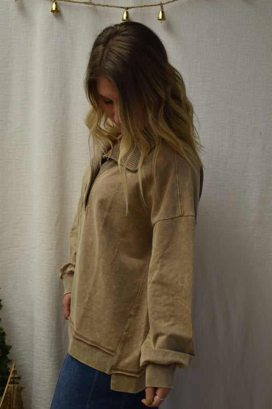 Mineral Washed Mocha Long Sleeve