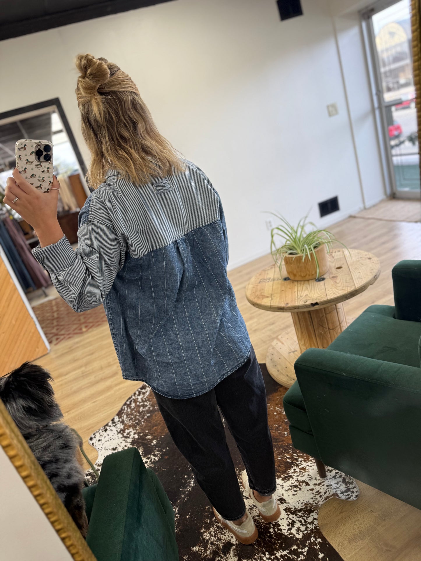 Pinstriped Two-Toned Button Down