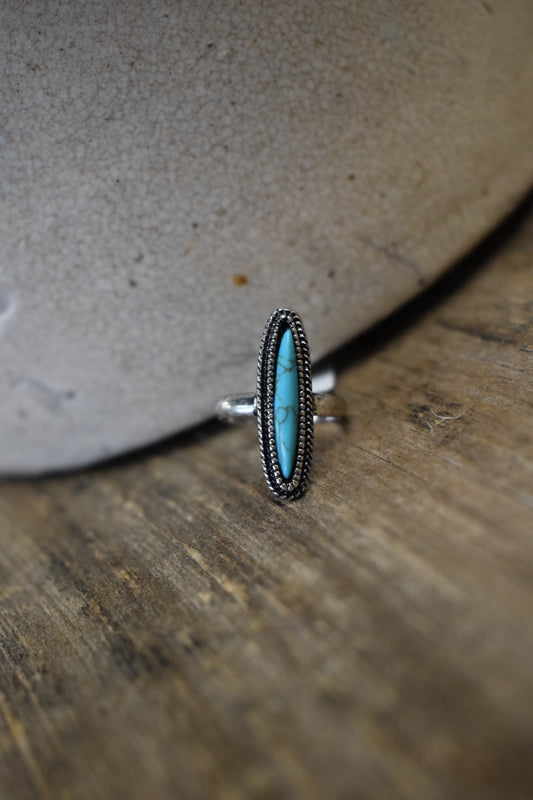 Long Oval Turquoise Ring